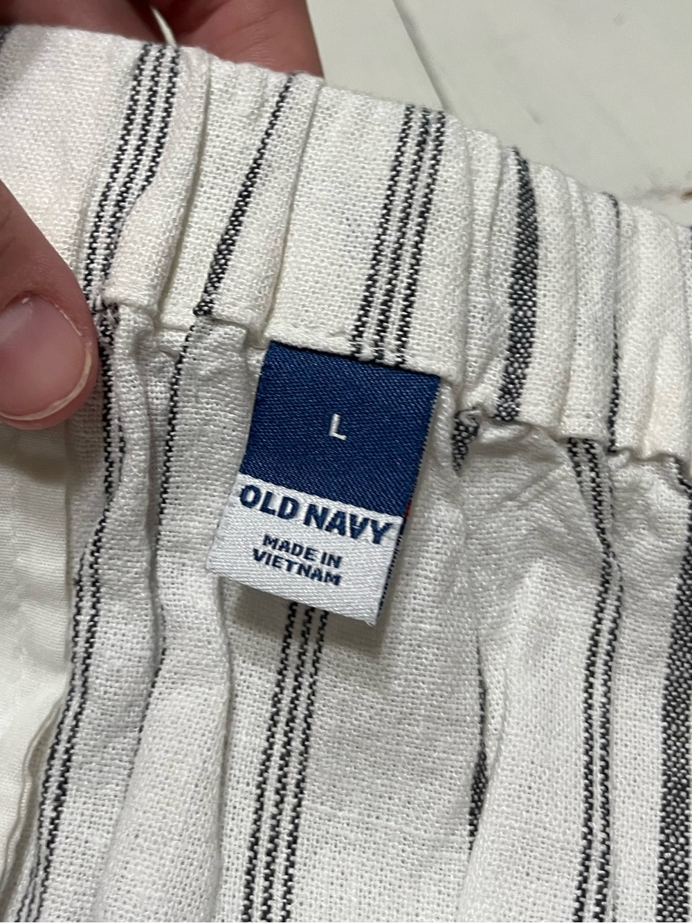 Old Navy Linen Blend Mini Shift Skirt Black White Stripe Sz L - Picture 9 of 10